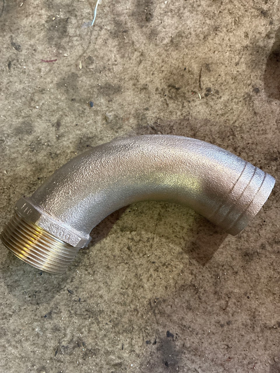 Bronze 90° Male NPT x Hose Barb Elbow Marine Pipe-to-Hose Fitting - Used