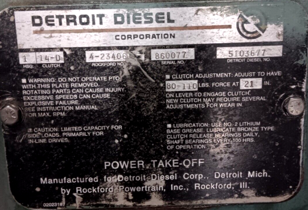 5103677 DETROIT DIESEL POWER TAKE OFF USED