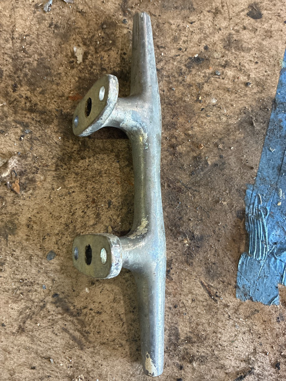 Galvanized Cast Iron Herreshoff Style Open-Base Dock/Deck Cleat 10 in. - Used