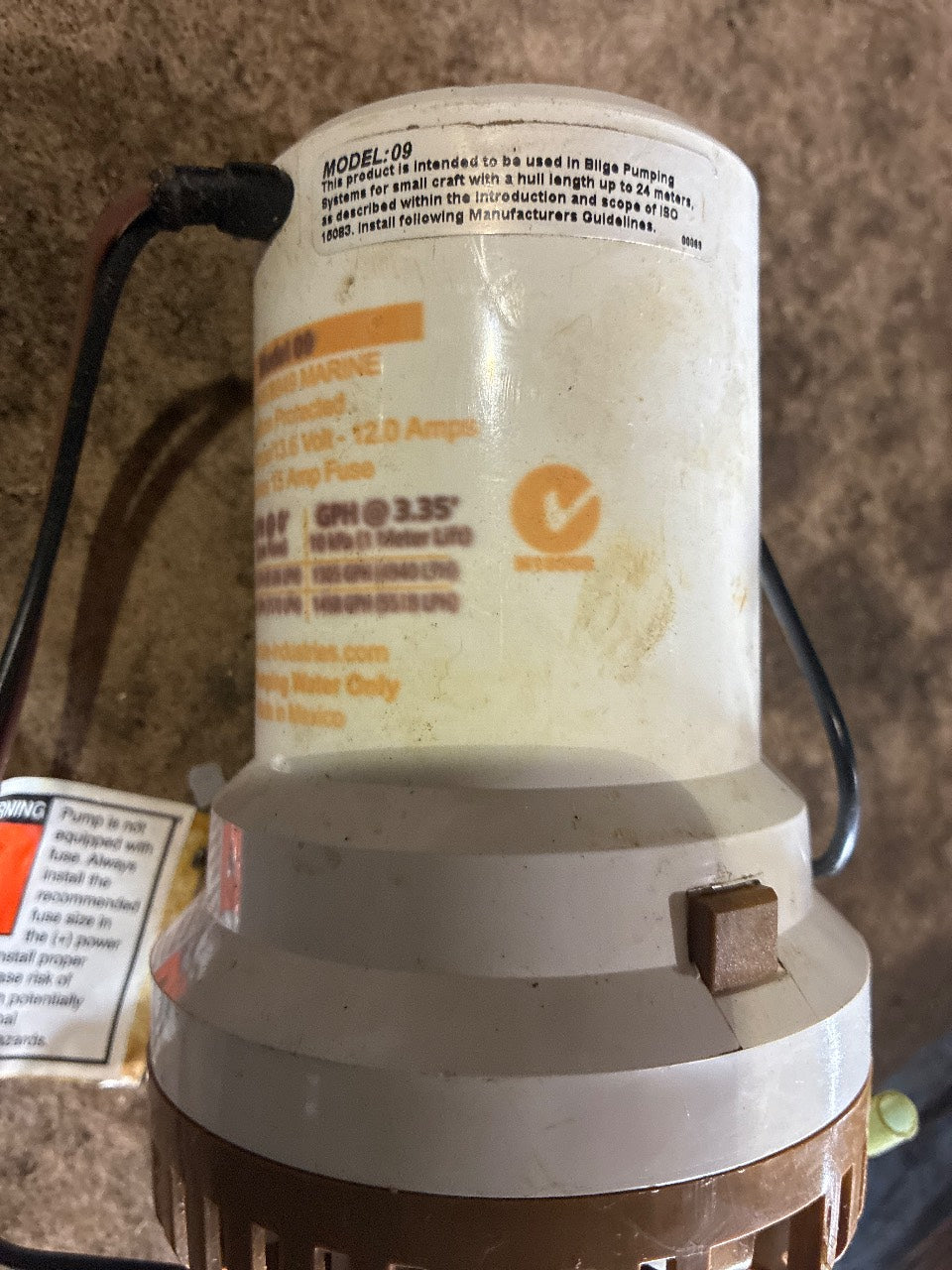 Rule 09 2000 GPH Gold Series 12V Submersible Bilge Pump - Used