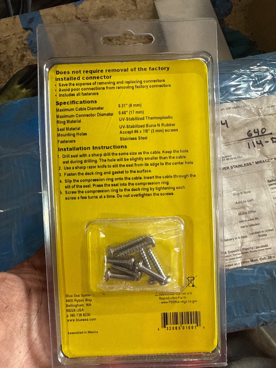 Blue Sea Systems 1001 CableClam Small Waterproof Cable Pass-Through - New