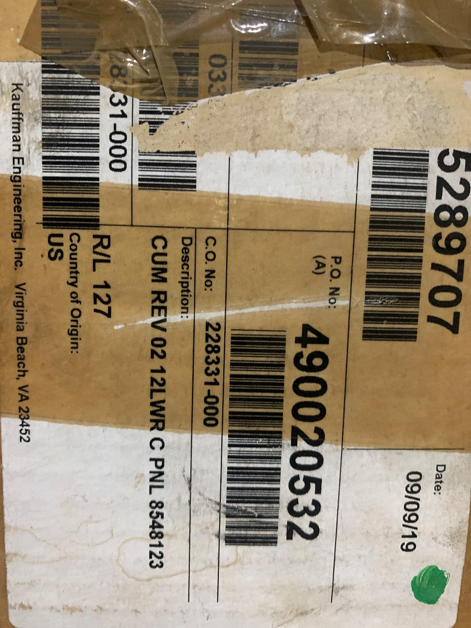 Cummins Marine 5289707 12V Analog Instrument Panel with Harness - Used