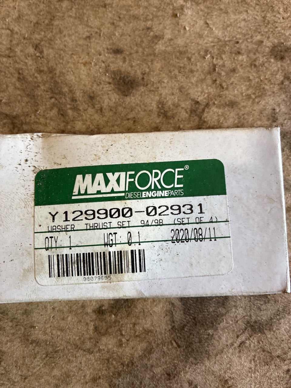 Maxiforce Y129900-02931 Crankshaft Thrust Washer Set for Yanmar 4TNE94 / 4TNE98 - New