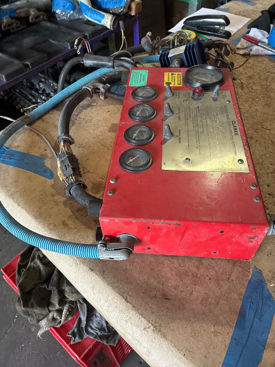Clarke Fire Pump Engine Instrument Panel Gauge Cluster with Harness - Used