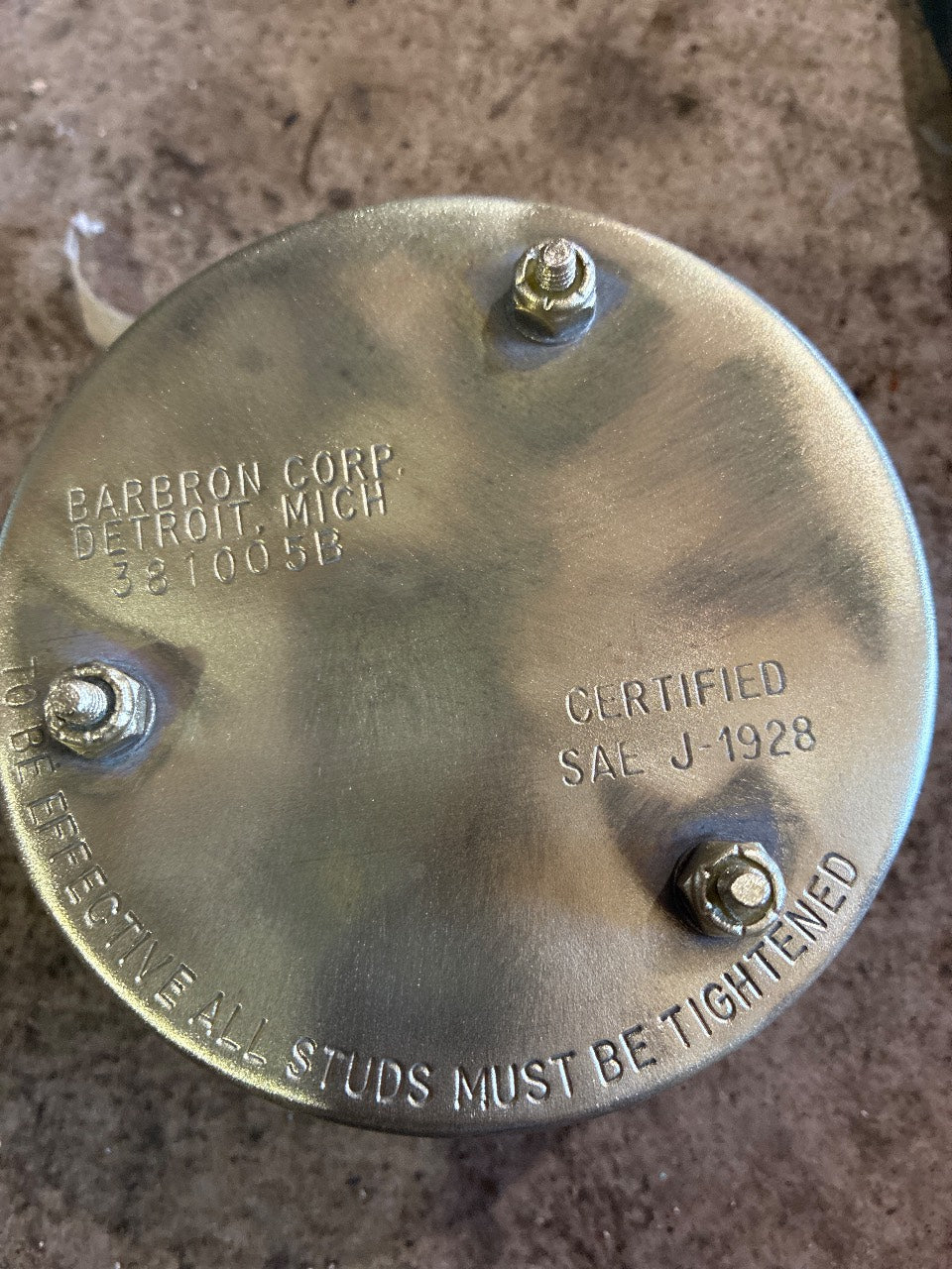 Barbron 381005B Marine Flame Arrestor SAE J-1928 Certified - Used
