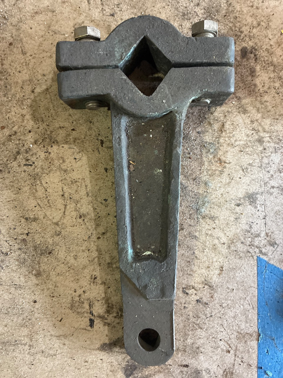 Bronze Rudder Tiller Arm - Two-Piece Clamp Style with Square Stock Bore - Used