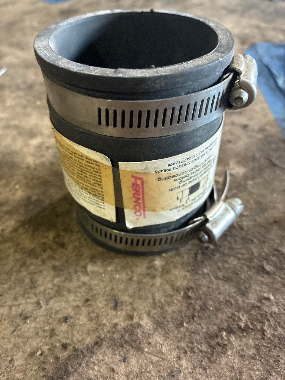 Fernco P1056-22 PlumbQwik 2" x 2" Flexible Drain Coupling with Stainless Clamps - New