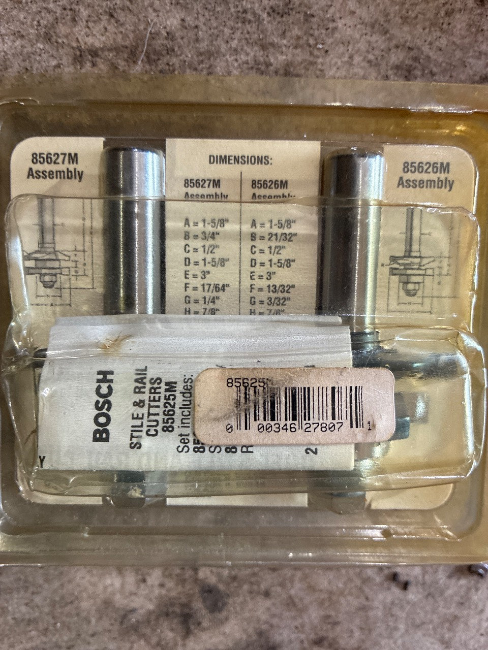 Bosch 85625M Ogee Stile & Rail Router Bit Set 2-Piece Carbide Tipped 1/2" Shank - New
