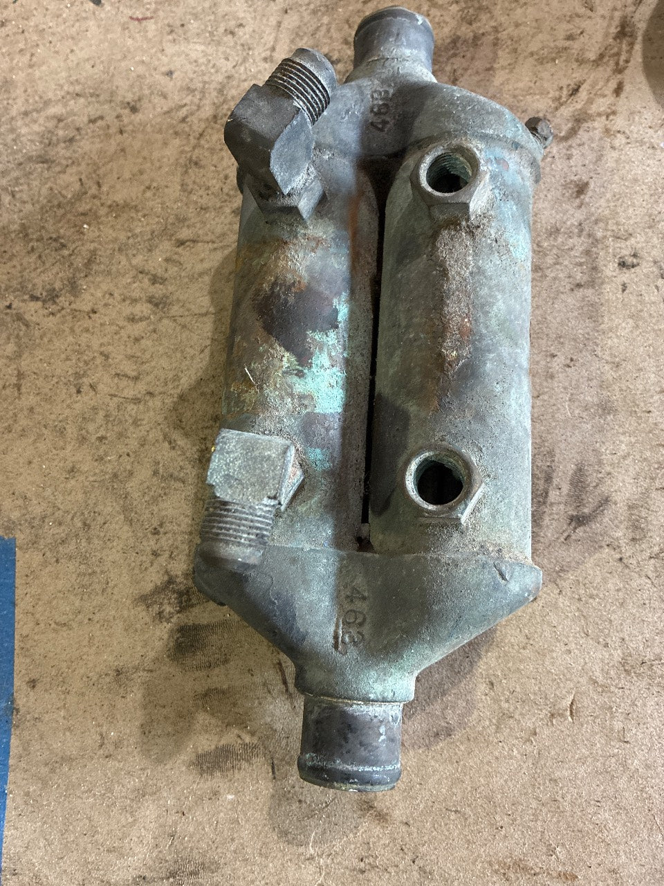 Sen-Dure 468 Dual-Barrel Marine Oil / Transmission Cooler Heat Exchanger - Used Core