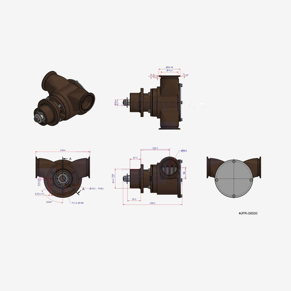 JPR-G6500 JMP Marine Raw Water Pump – Replacement for Detroit Diesel Series 60