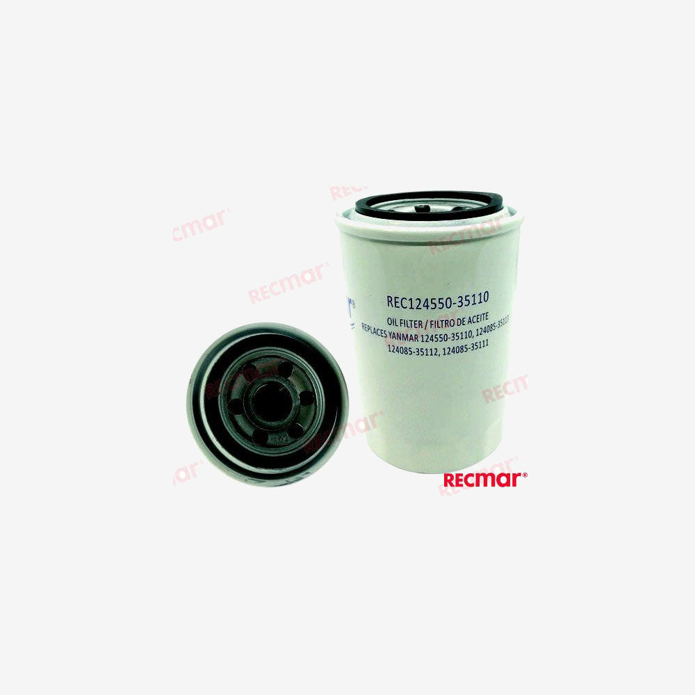 Recmar Oil Filter 124550-35110 | Compatible with Yanmar 3HM/3HM35 Engines | OEM Equivalent
