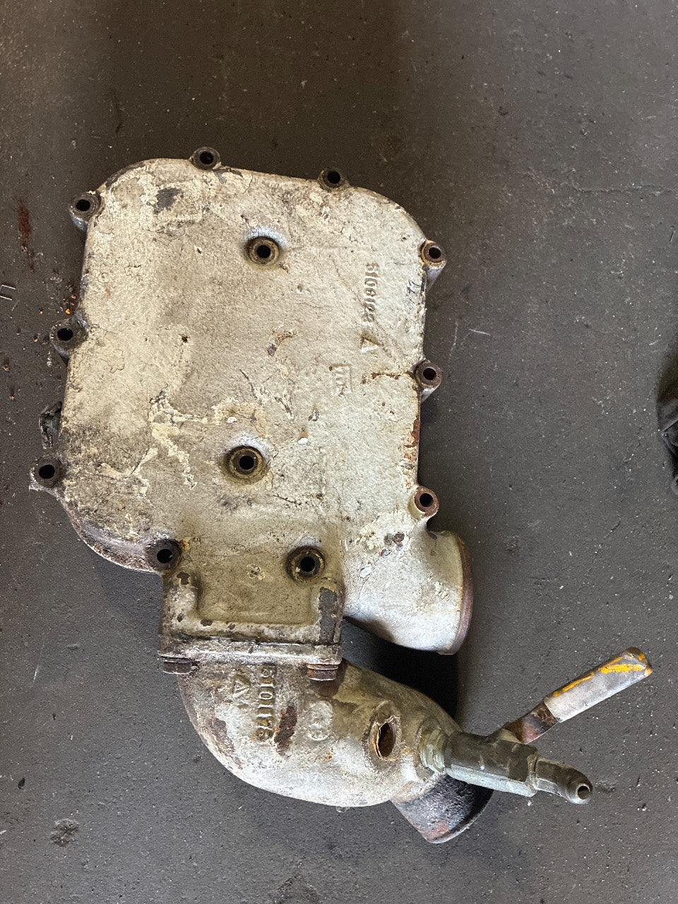 Detroit Diesel 8V71 / 8V92 Marine Oil Cooler Housing with Bundle and Seawater Elbow - Used