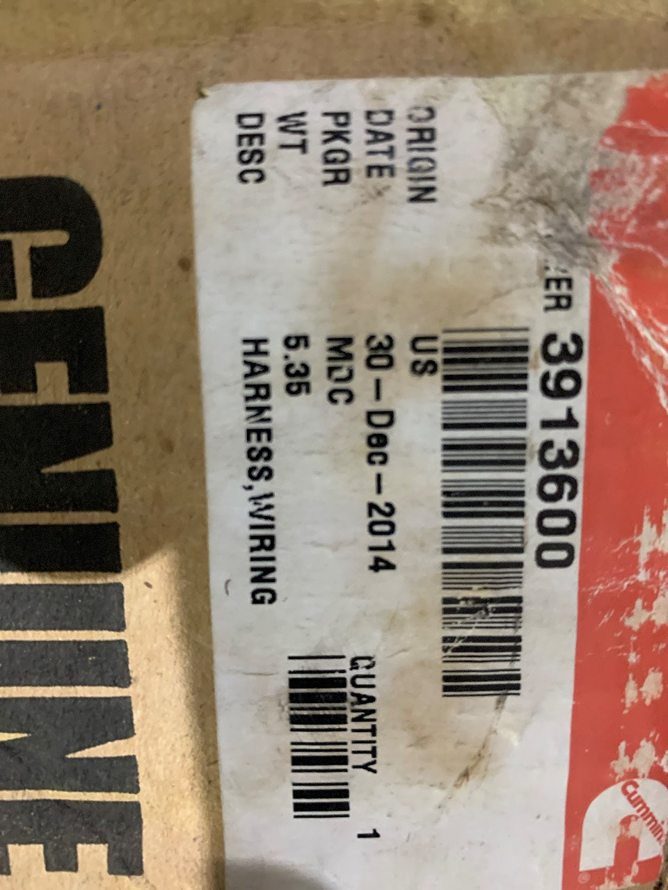 Cummins 3913600 Wiring Harness for 6BT / 6BTA 5.9 Marine Engine - New