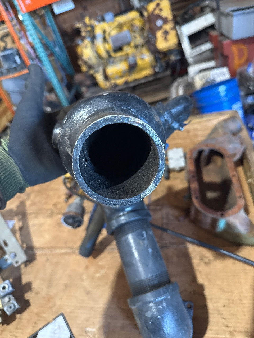 Marine Wet Exhaust Riser / Mixing Elbow Assembly - 4-Bolt Flange, Cast Iron - Used