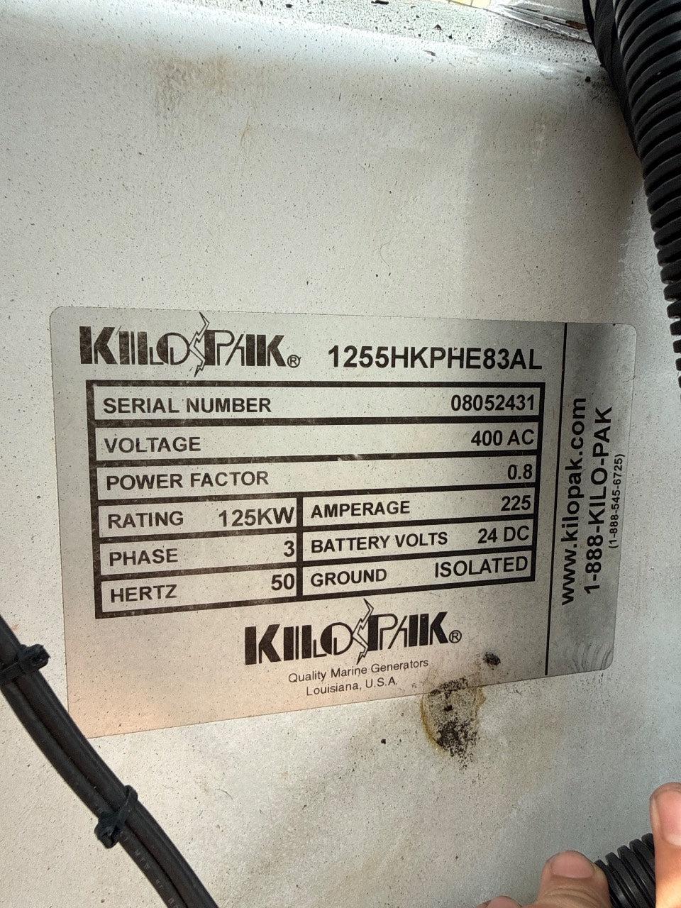 KiloPak 1255HKPHE83AL 125 kW John Deere Marine Diesel Generator - Used