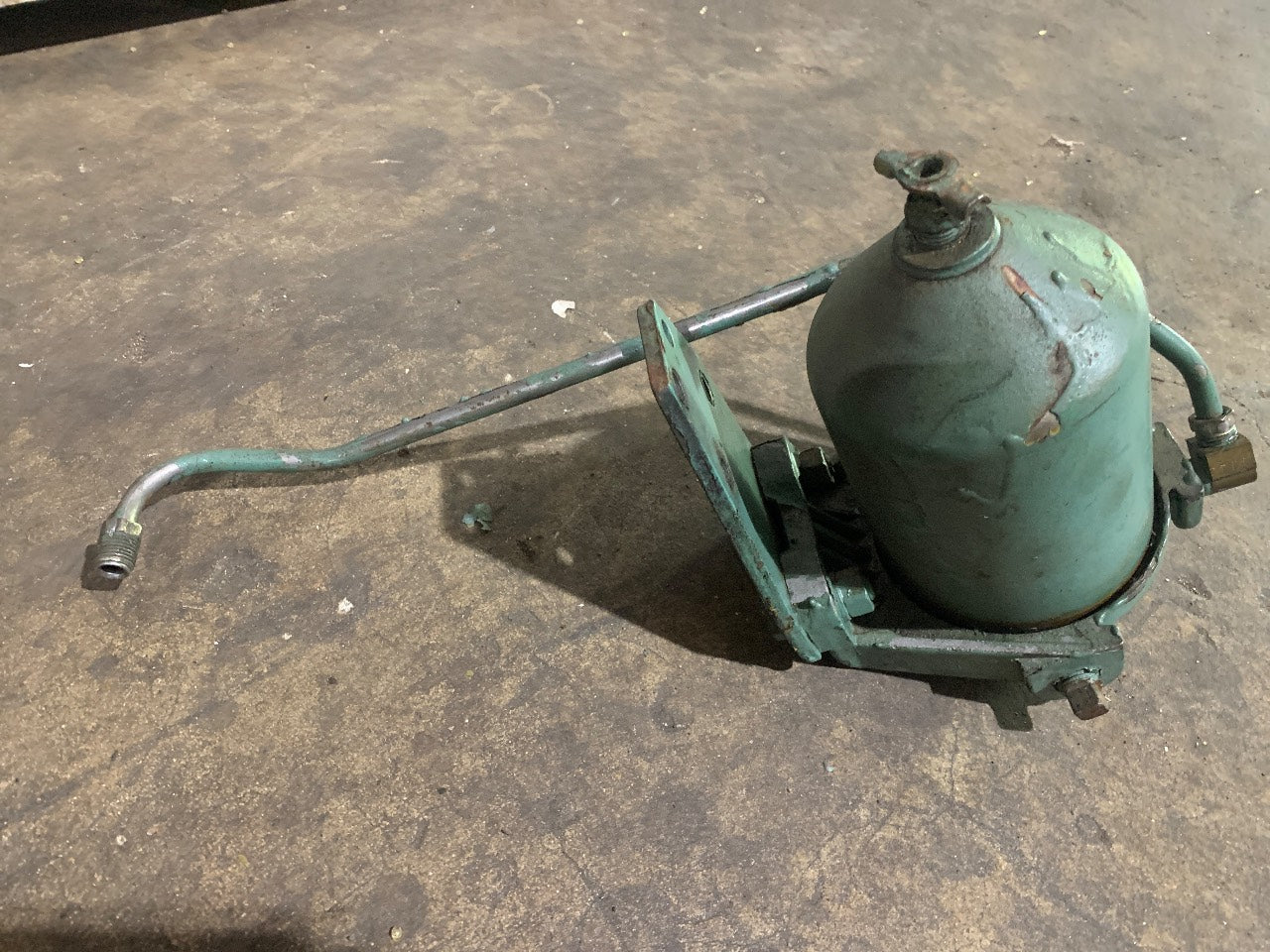 Volvo Penta Centrifugal Bypass Oil Filter (Spinner) Assembly with Bracket and Feed Line - Used