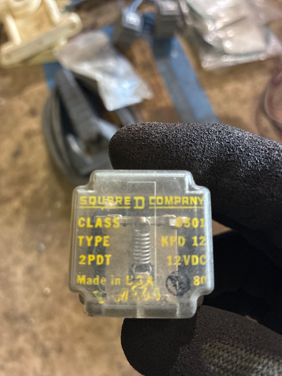 Square D 8501 KPD12 2PDT 12VDC 8-Pin Plug-In Relay - Used