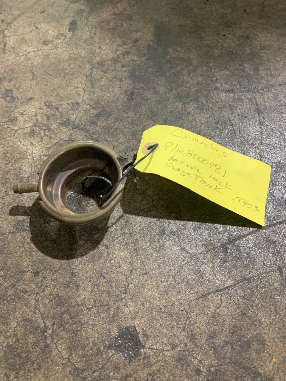 Cummins 3000981 Reservoir Filler Neck Surge Tank for VT-903 - Used