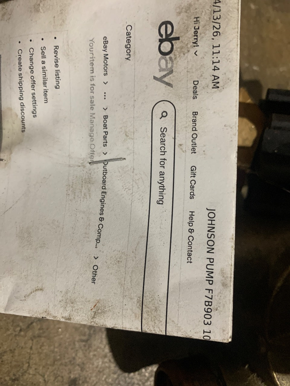 Johnson Pump F7B-9 Bronze Raw Water Impeller Pump - Used