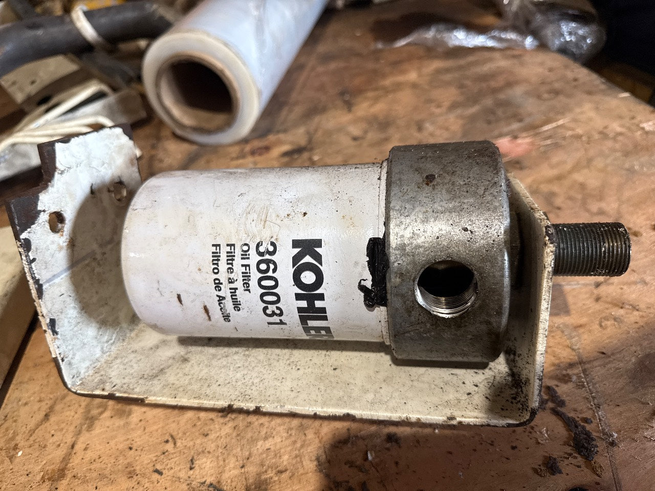 Kohler 360031 Oil Filter with Remote-Mount Bracket & Adapter Head - Used