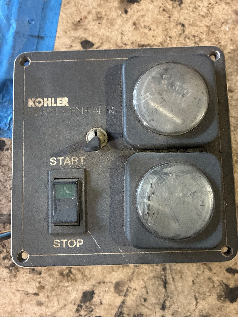 Kohler Marine Generator Remote Start/Stop Instrument Panel with Oil Pressure & Water Temp Gauges - Used
