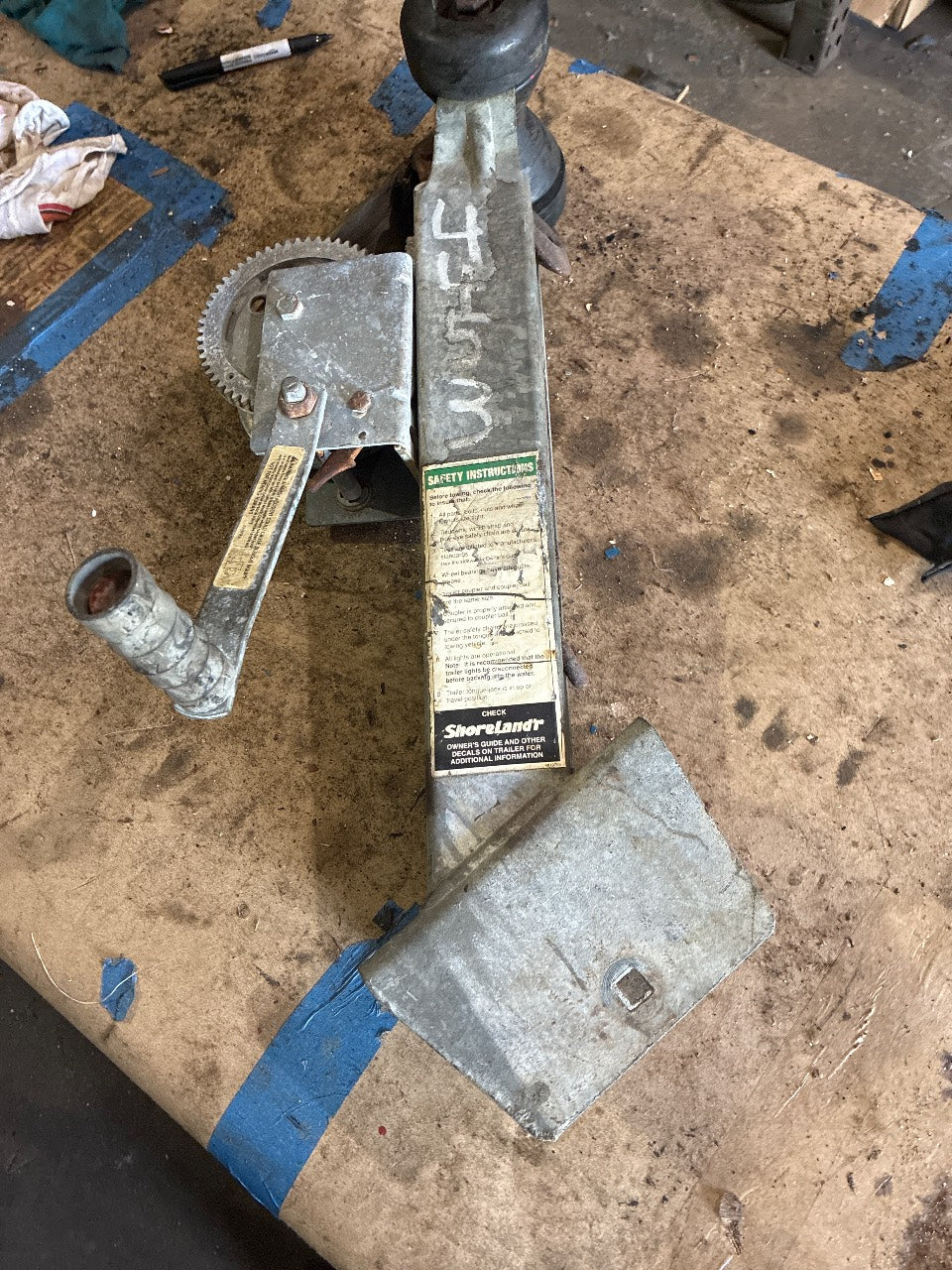 ShoreLand'r Trailer Tongue Jack with Winch Post and Bow Roller - Used