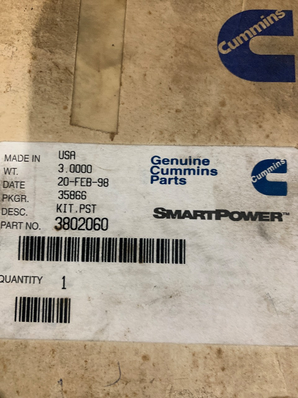 Cummins 3802060 Piston Kit for 6B / 6BT 5.9L Marine Diesel - New