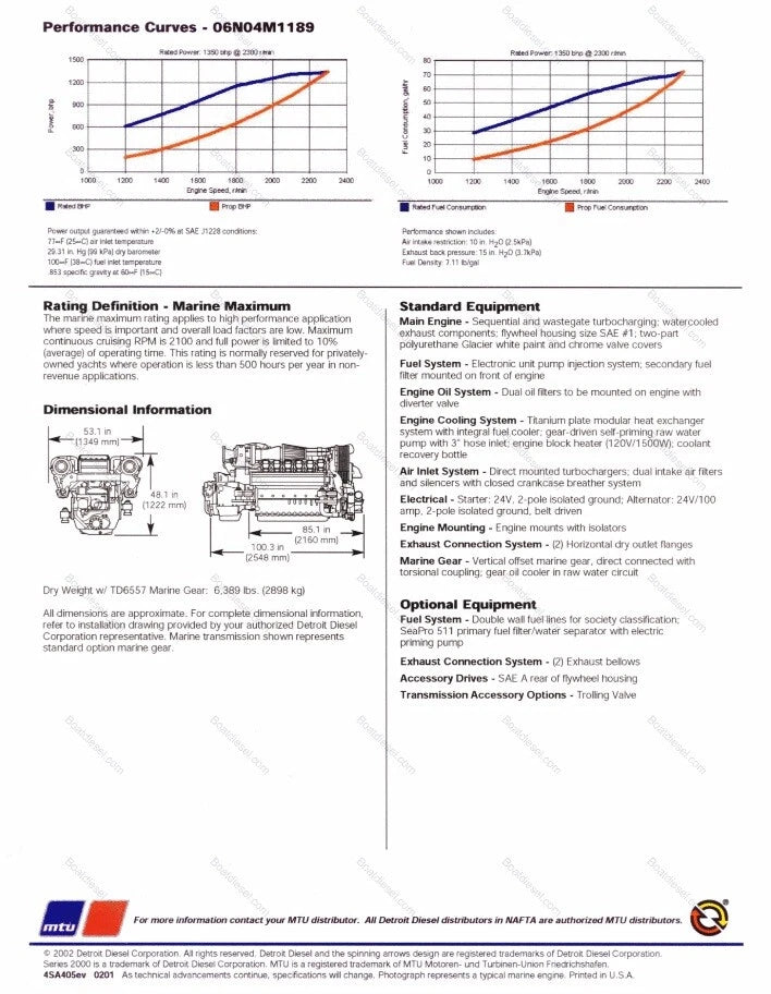 MTU / DETROIT DIESEL 12V2000, MARINE DIESEL ENGINE DDEC