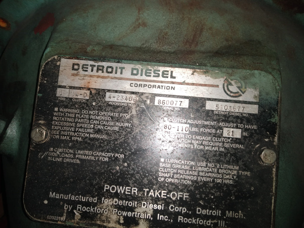DETROIT DIESEL ROCKFORD Power Take Off Model 4-23406