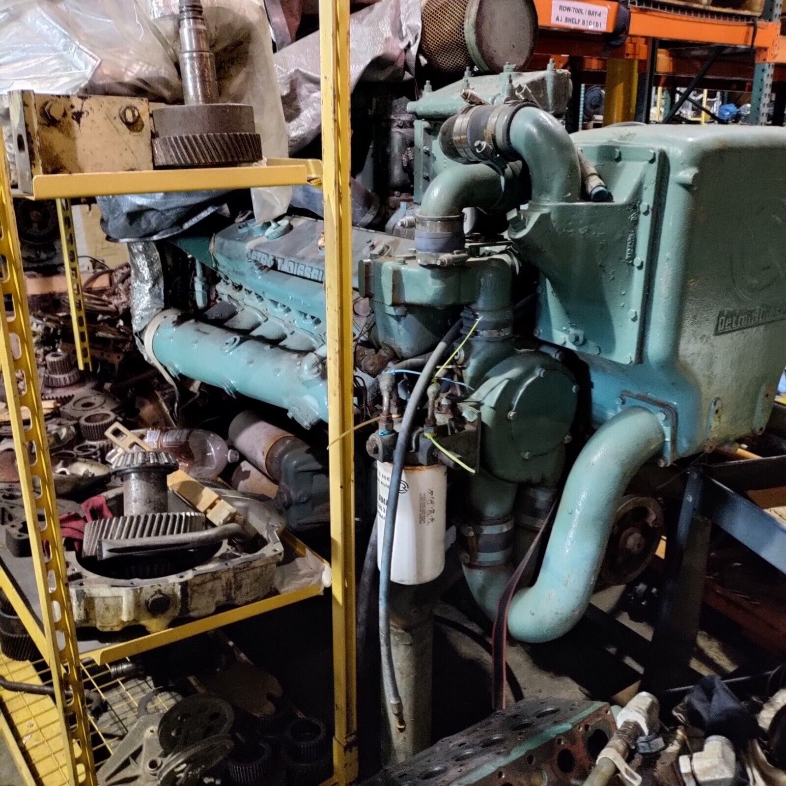 DETROIT DIESEL 12V71-TI HIGH PROFILE 650 HP. MARINE DIESEL BOBTAIL ENGINE USED