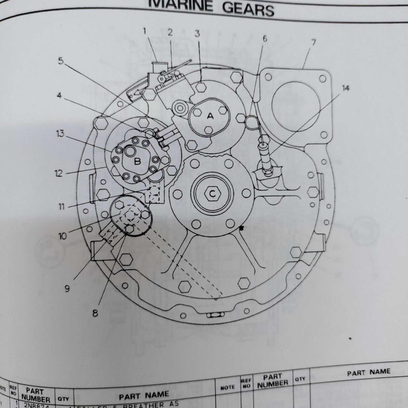 TWIN DISC 506 MARINE TRANSMISSION 1.5 - 1 RATIO W/ CAT HOUSING RUNNING TAKE-OUT