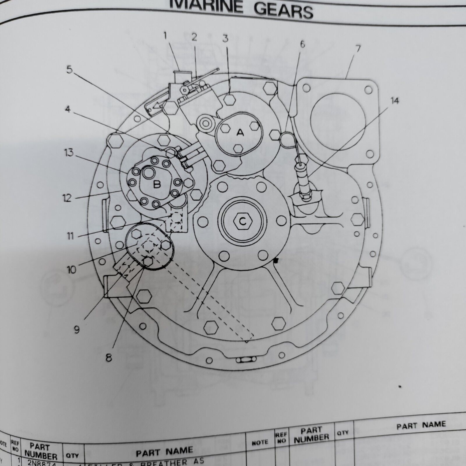 TWIN DISC 506 MARINE TRANSMISSION 1.5 - 1 RATIO W/ CAT HOUSING  RUNNING TAKE-OUT