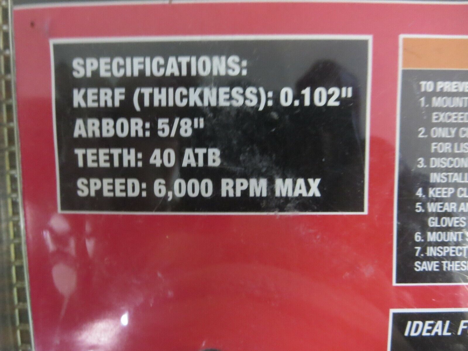 NEW / ADMIRAL CONSTRUCTION 10" BLADE DIAMETER / 40 CARBIDE TEETH ATB