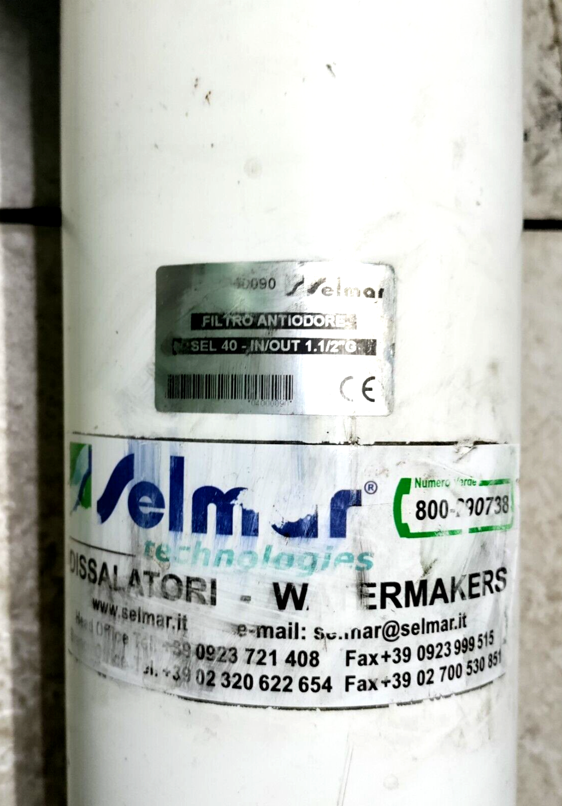 SELMAR SEL25/40, 28" White Anti Odor Water Filter USED FREE SHIPPING