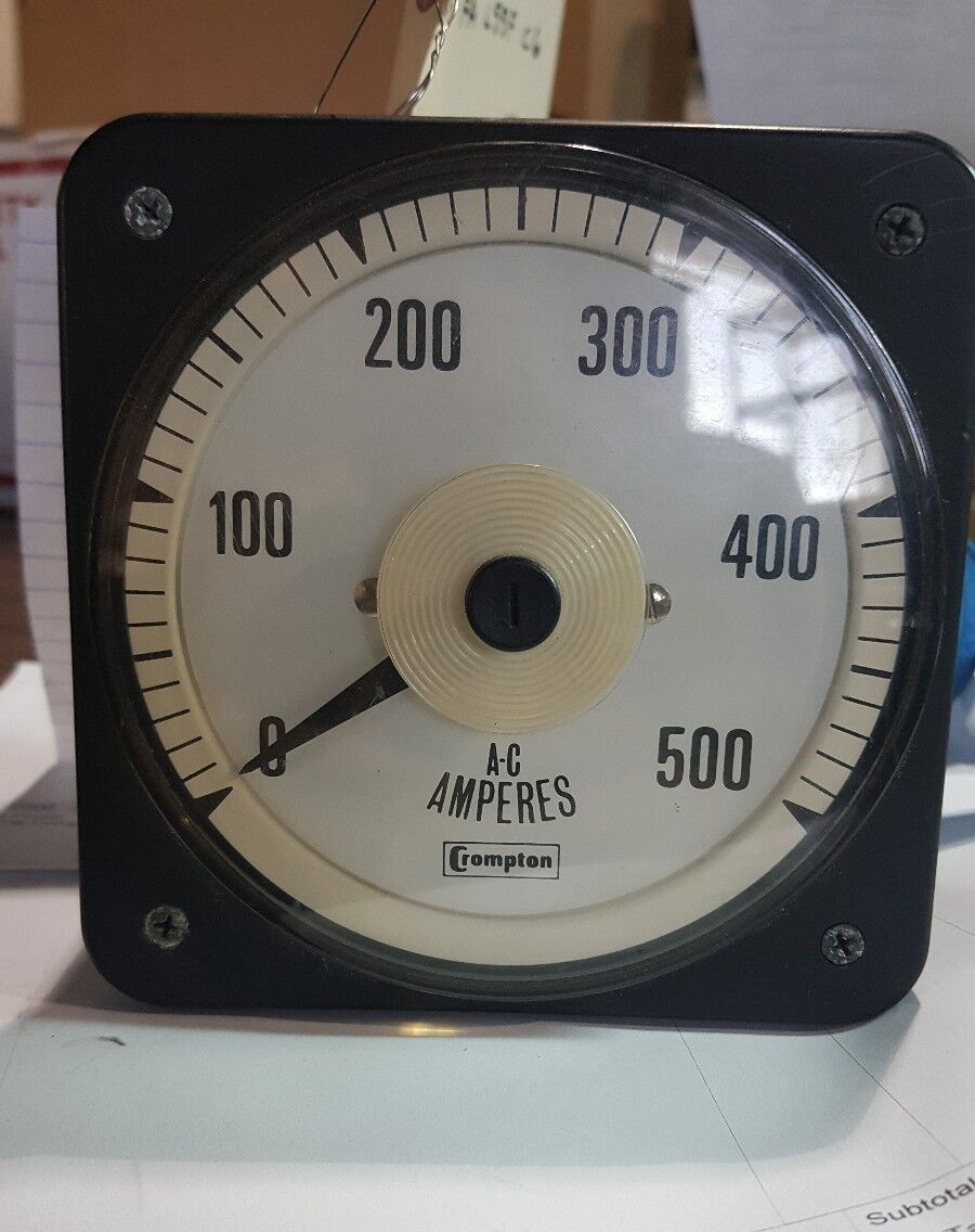 CROMPTON AC AMP METER 0 TO 500 A SCALED 007-05FA-LSSF- C7 USED
