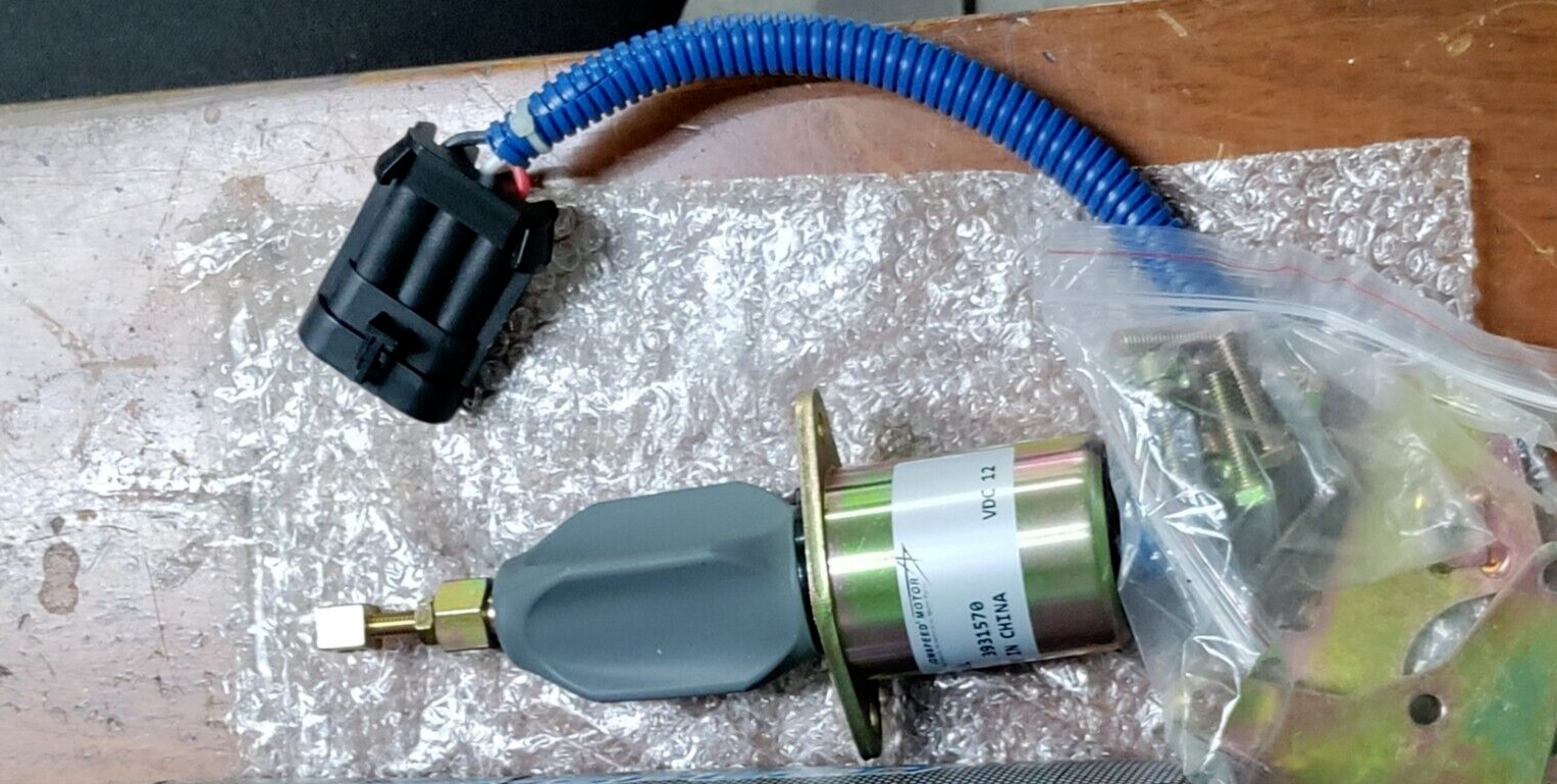 3931579 Fuel Shut Off Solenoid 12V, With Bracket For Cummins & Other Diesels