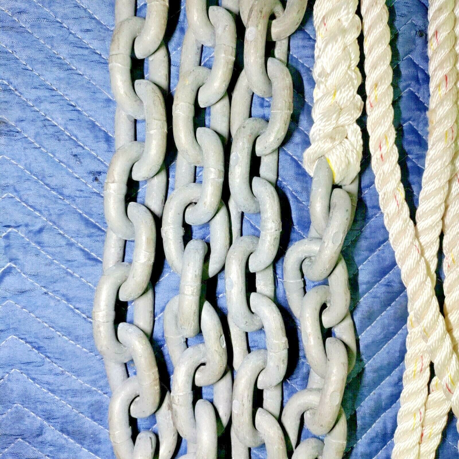 ANCHOR LINE 70 FEET OF 3/4 INCH LINE SHACKLED TO 30 FEET OF (C-5) 1/2 INCH CHAIN