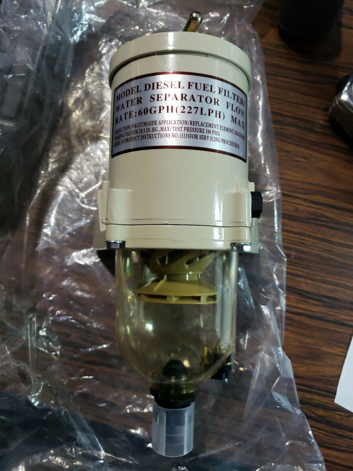 DIESEL FUEL FILTER / WATER SEPERATOR FLOW RATE 60 GPH 20/20 SERIES