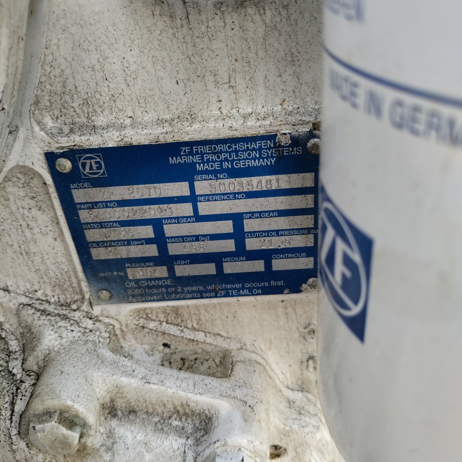 ZF MARINE ZF 2070, 1.765 to 1 RATIO TRANSMISSION / GEAR BOX / RECENT TAKE OUTS