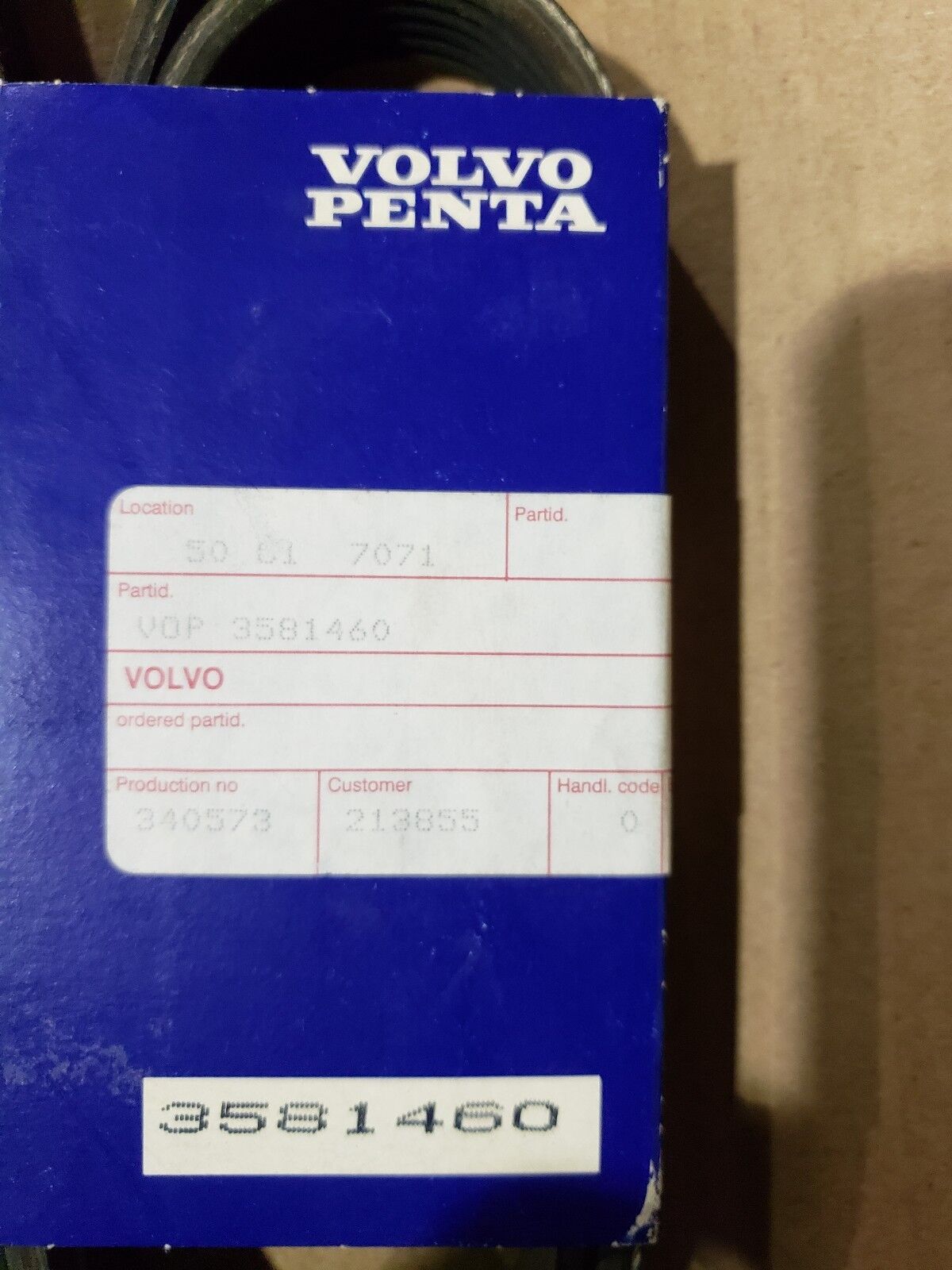 ORIGINAL OEM VOLVO PENTA DRIVE BELT 3581460 NEW