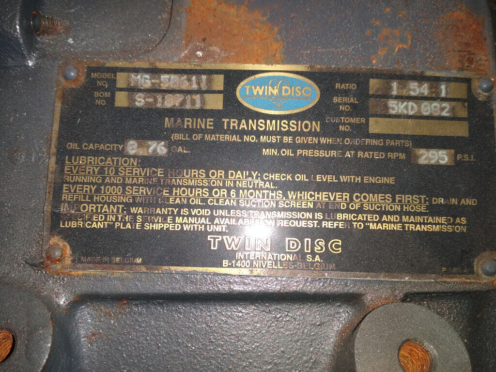 TWIN DISC MARINE TRANSMISSION MODEL MG-5061i  1.54 -1 (ONLY 8 MADE ) ARNESON #8
