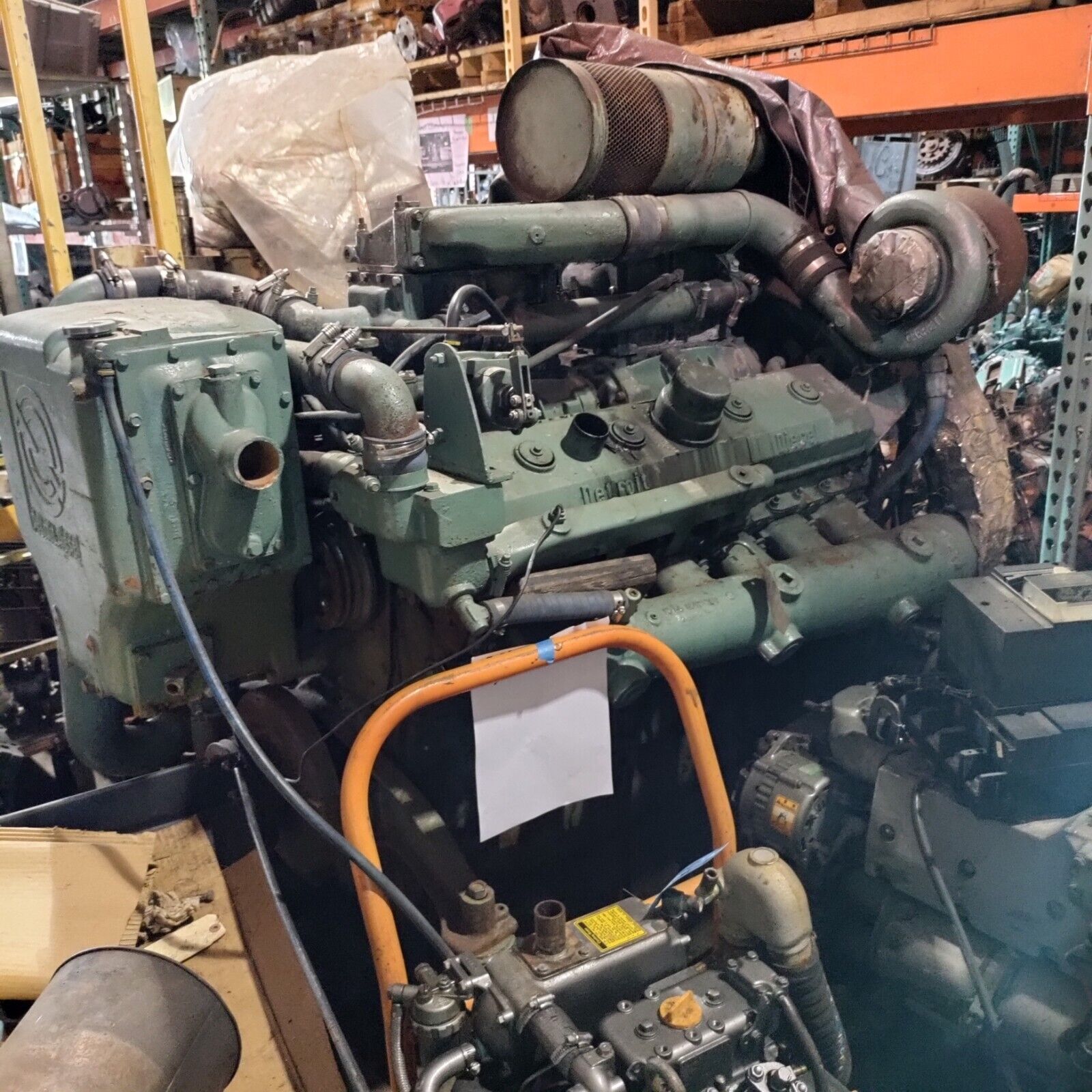 DETROIT DIESEL 12V71-TI HIGH PROFILE 650 HP. MARINE DIESEL BOBTAIL ENGINE USED