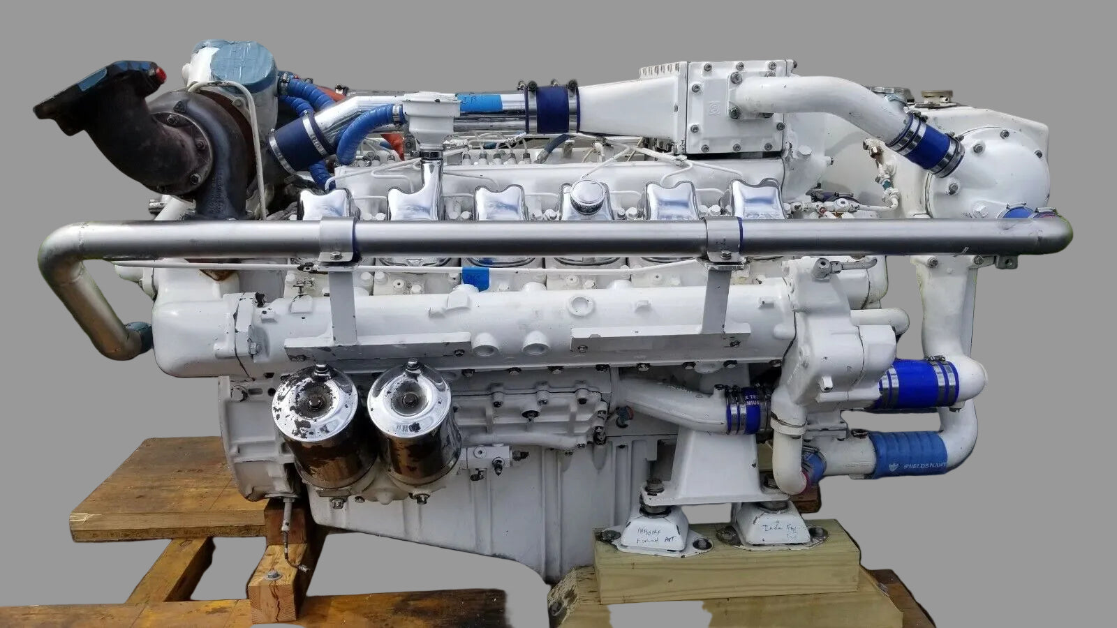 MAN D2842 LE, DIESEL MARINE ENGINE, V-12 760 HP, BOBTAIL, 1354.6 HOURS SMOH