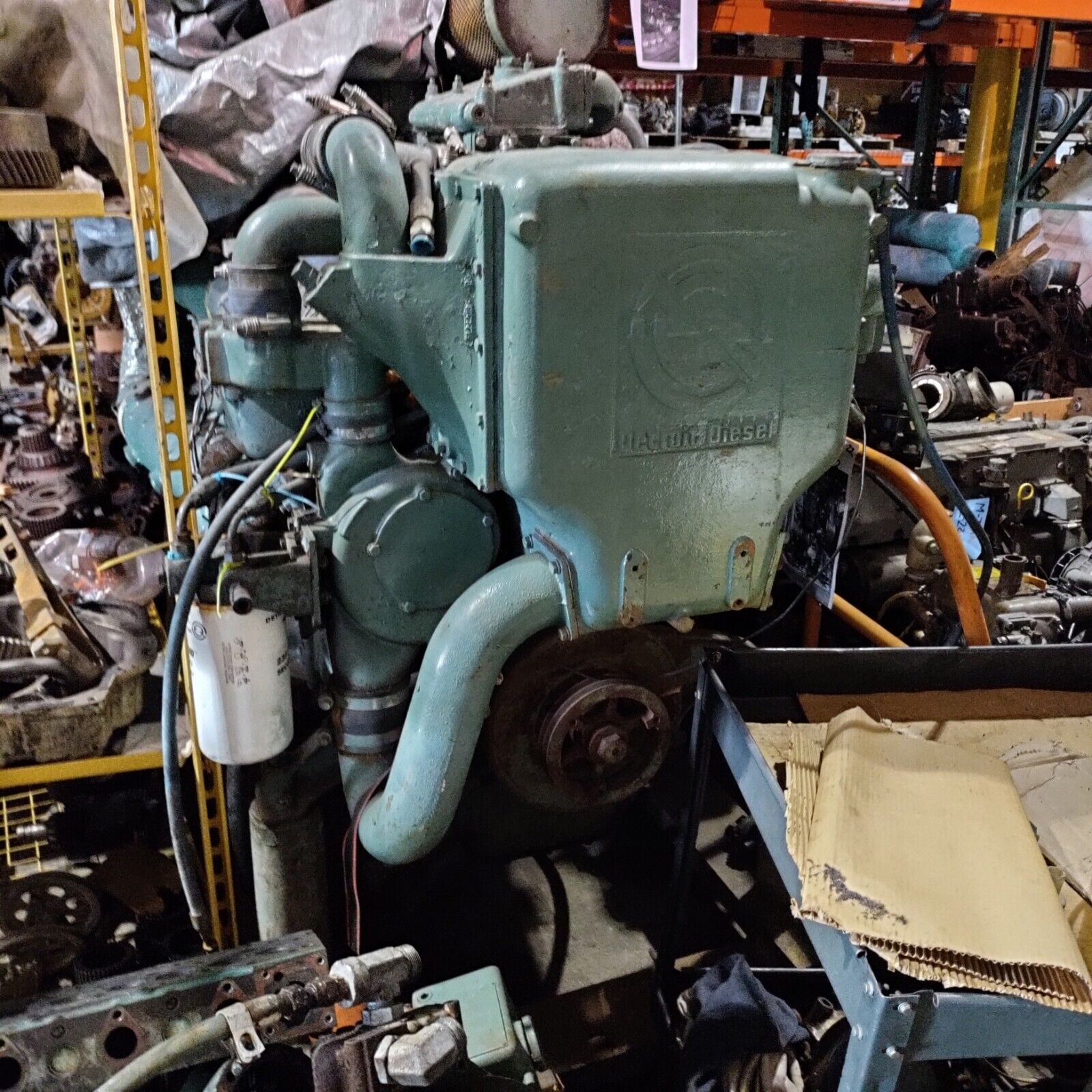 DETROIT DIESEL 12V71-TI HIGH PROFILE 650 HP. MARINE DIESEL BOBTAIL ENGINE USED
