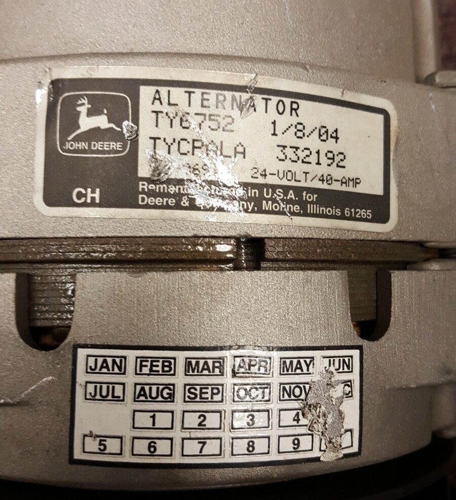 Original OEM John Deere Alternator TY6752 NEW