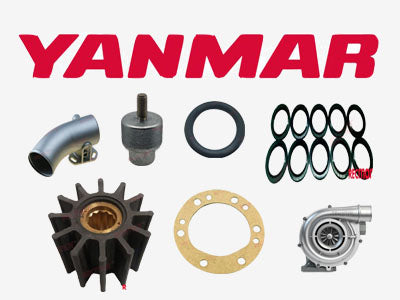 Yanmar marine engine parts including impellers, filters, gaskets, anodes, and belts