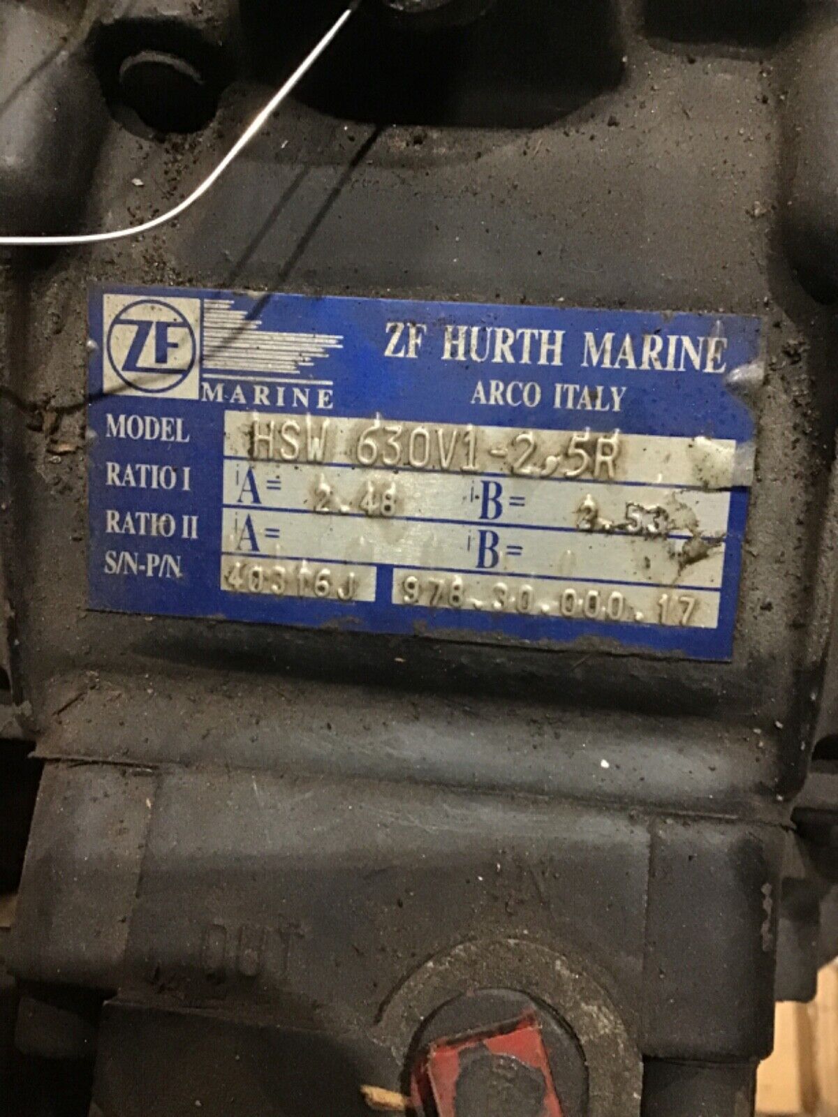 Hurth 630V1-ZF 63 V1 2.48 to 1 Ratio does not turn FOR PARTS ONLY