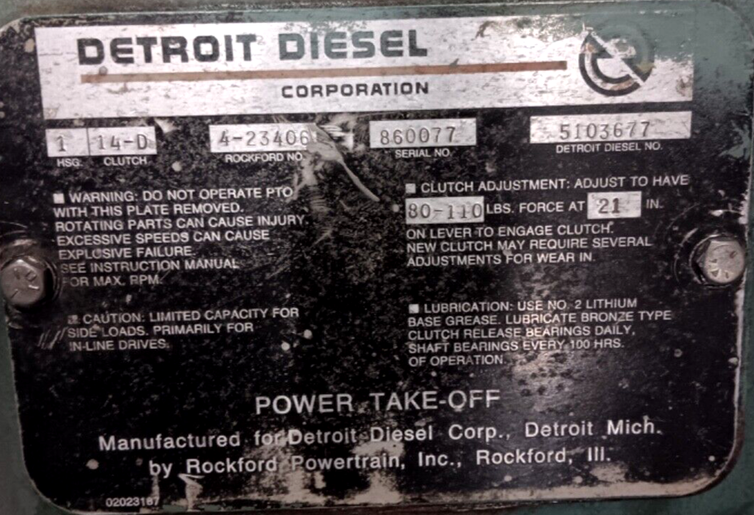 5103677   DETROIT DIESEL POWER TAKE OFF USED