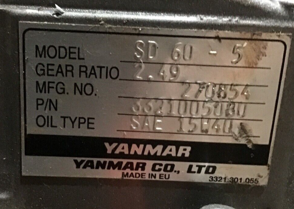 YANMAR SAIL DRIVE SD60 WITH 2.23 TO 1 RATIO USED