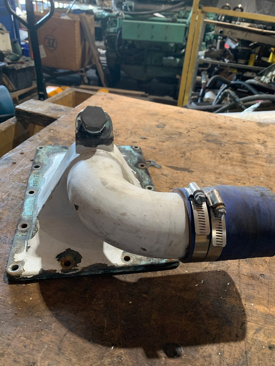 Detroit Diesel 5124208 Heat Exchanger End Cover with Raw Water Inlet Elbow - Used